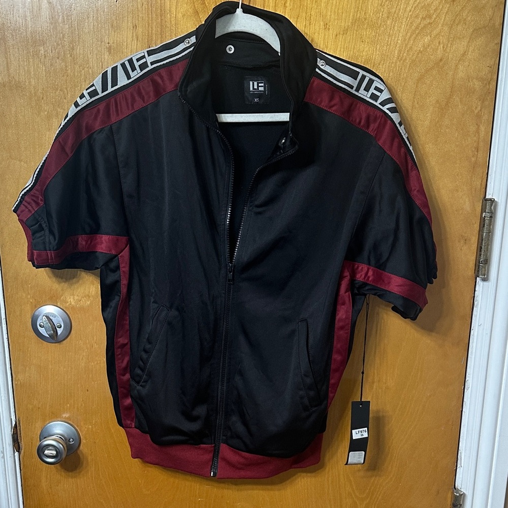 LF Men's Black and Red Short Sleeve Sport Jacket